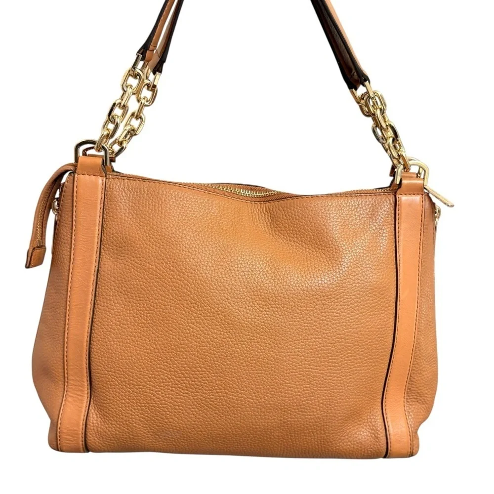 Michael kors brown leather expandable tote bag